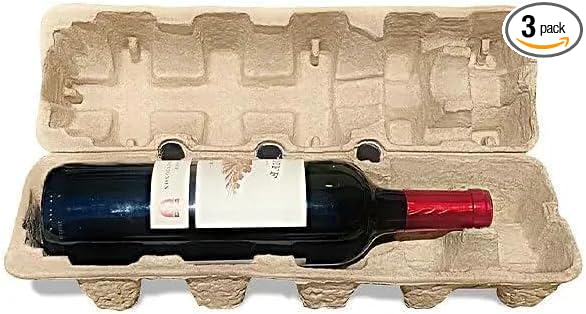 Single (1) Bottle Wine Shippers Kit - 1 Clamshell Style Pulp Shipper and 1 Outer Shipping Box (Pack of 3 Kits)