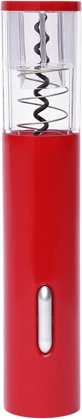 Electric Wine Opener, Battery Operated Automatic Wine Bottle Opener with Foil Cutter, One‑Key Corkscrew Remover for Home Kitchen Party, Red