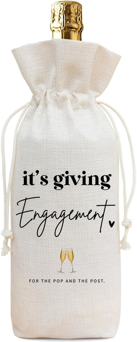 Buildinest Engagement Wine Bag, Engagement Gifts for Couples Women, Bride To Be Gifts, Engagement Party Decorations Favors, Reusable Wine Gift Bag for Engaged Couple Fiance Gifts-A15