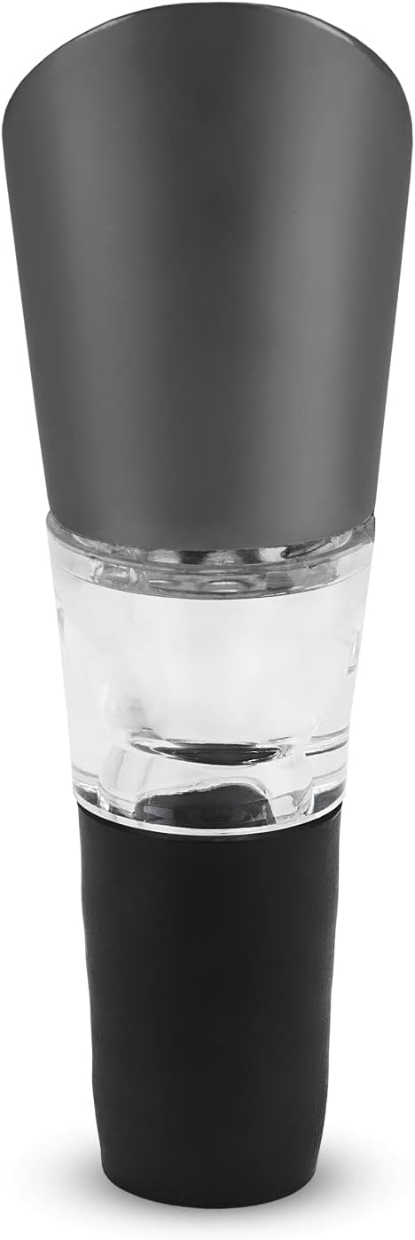 Viski Gunmetal Aerating Pour Spout - Wine Aerator Pourer Spout - Drip Free Pour Red Wine Aerators - Stainless Steel Set of 1