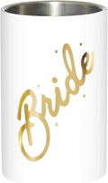 Slant Collections Wedding Gift Wine Chiller Insulated Stainless Steel Wine Bottle Cooler Holder, 7.6" H, Gold Foil Bride