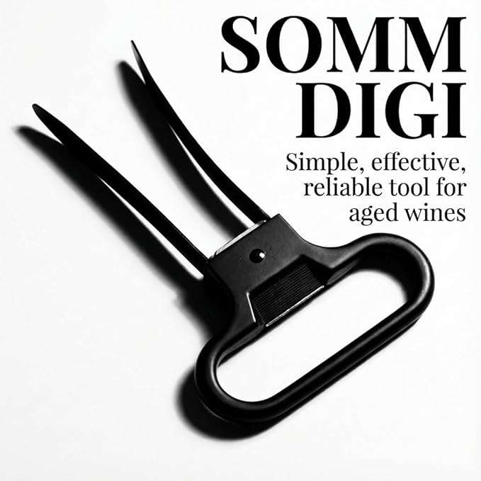 Sommelier Ah-So Wine Opener with Corkscrew & Gift Wine Disc – Two-Prong Cork Puller for Aged Wines, Crumb-Free Cork Removal.