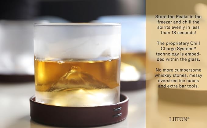 LIITON The Peaks Mountains Crystal Bourbon Whiskey Decanter Gift Set with 4 Old Fashioned Glasses, Premium Luxury Gifts for Men, Vodka, Scotch, Liquor, 1,000 ML
