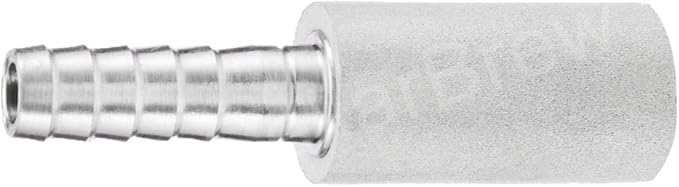 0.5 Micron Diffusion Stone 1/4" Barb Stainless Steel Aeration Stone Carbonater Stone with 3.3 Ft Silicon Hose Tubing 1 Pcs Beer Clamp for Homebrew Wine Beer
