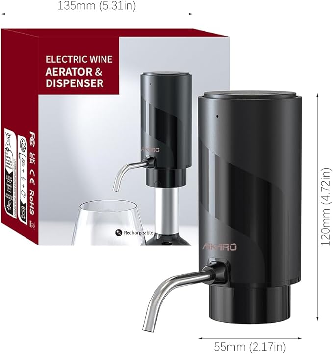 AIKARO - Electric Wine Aerator Pourer Rechargeable Automatic Electronic Decanter