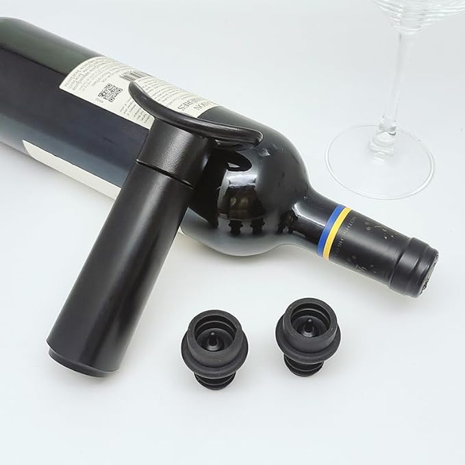 Wine Saver Vacuum Pump with 4 Stoppers, Wine Stopper & Preserver, Reusable Bottle Sealer Keeps Fresh, Ideal Accessories Gift for Wine lover
