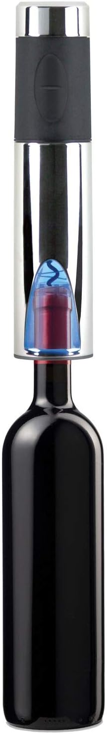 Vinturi Electric Rechargeable Wine Opener with Base and Foil Cutter, Silver
