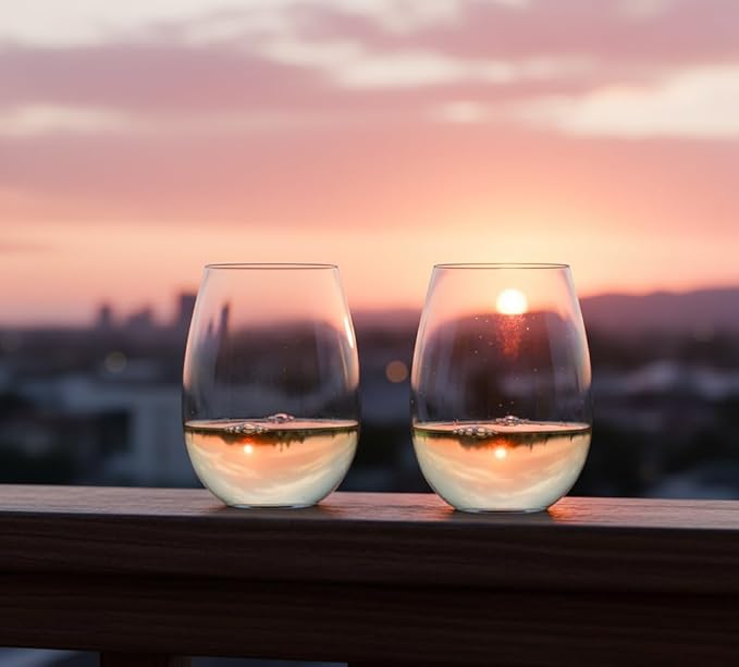Upgraded Design of Our 2017 New York Times Best Stemless Wine Glass (Sweethome) – Made in Europe – Reinforced Base for Added Stability & Premium Feel, Dishwasher-Safe, Lead-Free, 17 oz. (2)