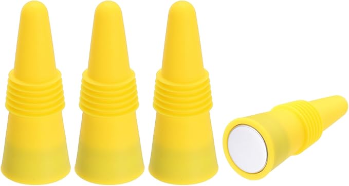 MECCANIXITY 4Pcs Wine Stoppers High Temp Silicone Plug T Shaped Wine Bottle Stopper Wine Outlet Cap Bottle Cover, Yellow