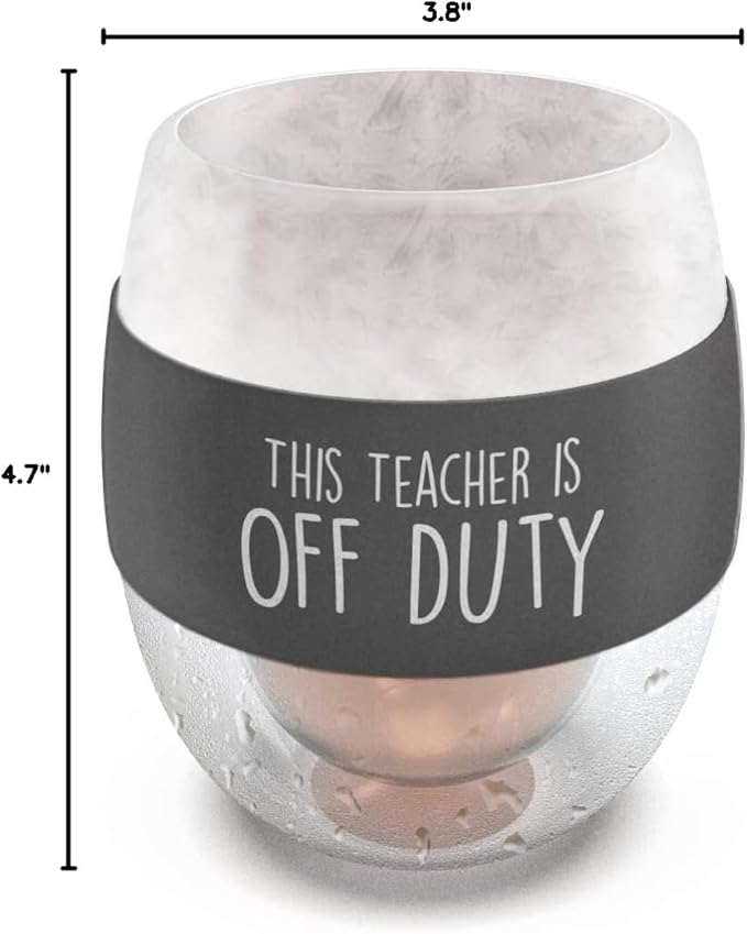 GALVANOX Teacher Appreciation Freezer Stemless Wine Glass Gift for Teacher Off Duty Frozen Wall Insulated Chiller Cup for Ice-Cold Drinks (Gift for Christmas/Birthday/End of Year)