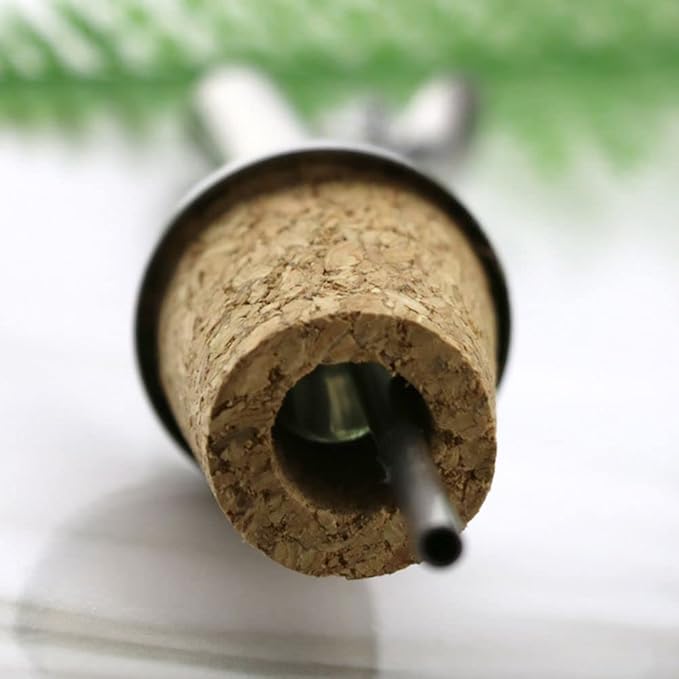 6PCS Wine Pourer with Stopper, Stainless Steel Wooden Cork,Liquor Pour Spouts for Wine Olive Oil Beer Bottles