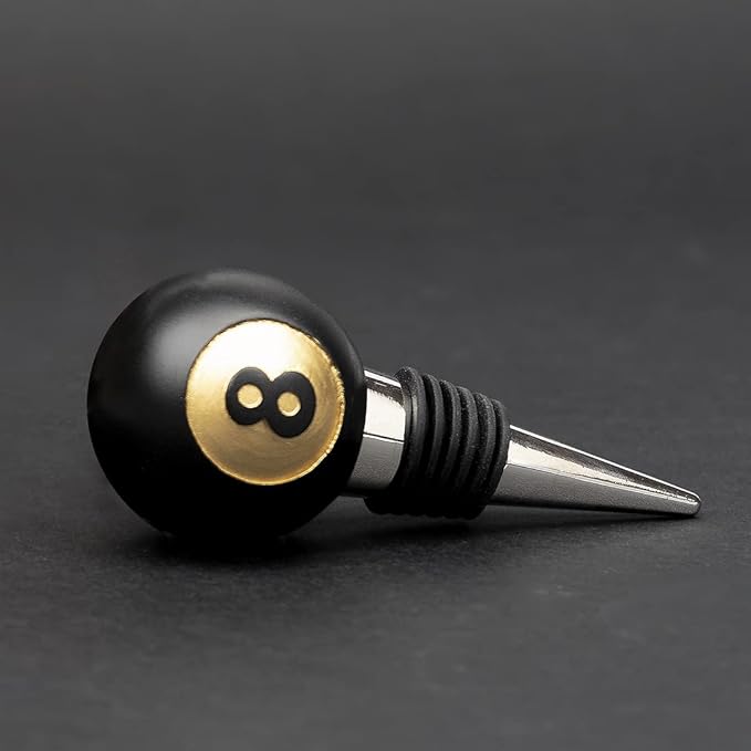 Iron & Glory Wine Stopper 8-Ball | Decorative Wine Stoppers & Kitchen Gadgets | Luxury Bottle Stopper Wine Accessories | Wine Gifts | Reusable Liquor, Champagne & Wine Saver | Gifts For Wine Lovers