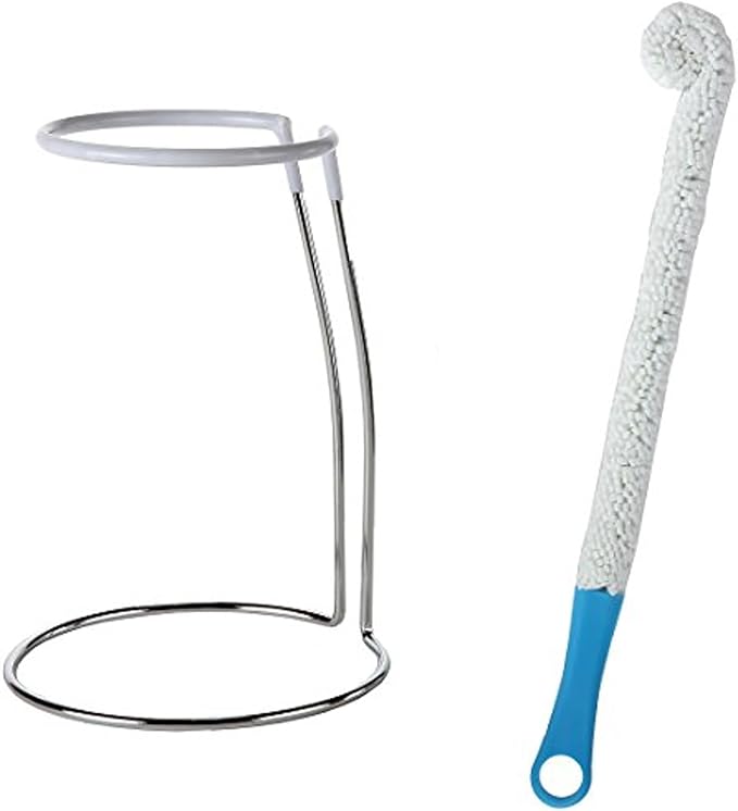 Lily's Home Wine Decanter Drying Stand with Rubber Coated Top to Prevent Scratches, Includes Cleaning Brush, For Standard Large Bottomed Wine Decanters, Decanter and Wine Glass NOT Included
