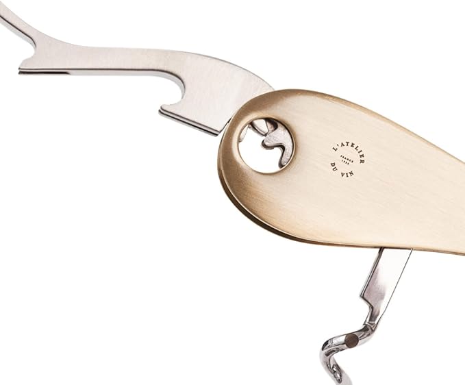 L'Atelier du Vin Soft Machine Brass Sommelier Corkscrew, L 12,5 cm x l 3 cm x h 1,5 cm