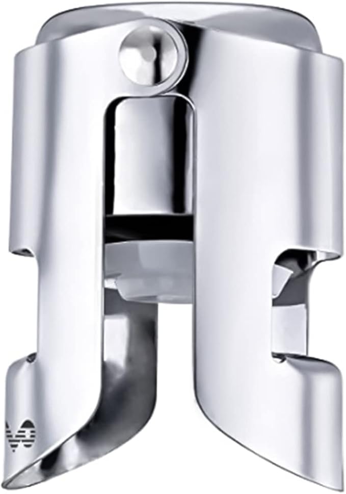 OWO Champagne Bottle Stoppers Stainless Steel, Reusable Champagne Cork & Saver Stopper, Leak Proof Prosecco & Sparkling Wine Plug, Bubble Retention Protection （Silver, 1 Pack）