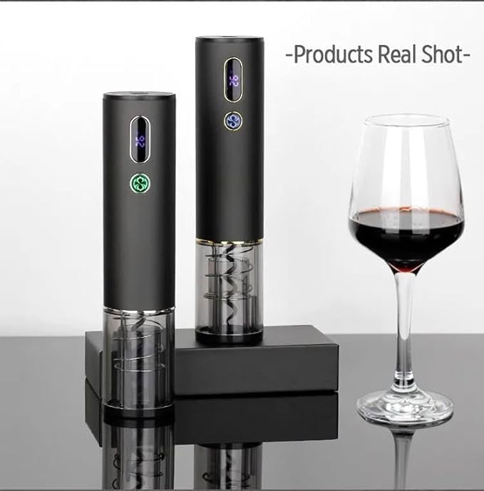Electric Wine Opener Gift Set with Aerator & Pourer, Foil Cutter, Vacuum Preservation Stopper, Rechargeable, Wine accessories for Home and Bar.