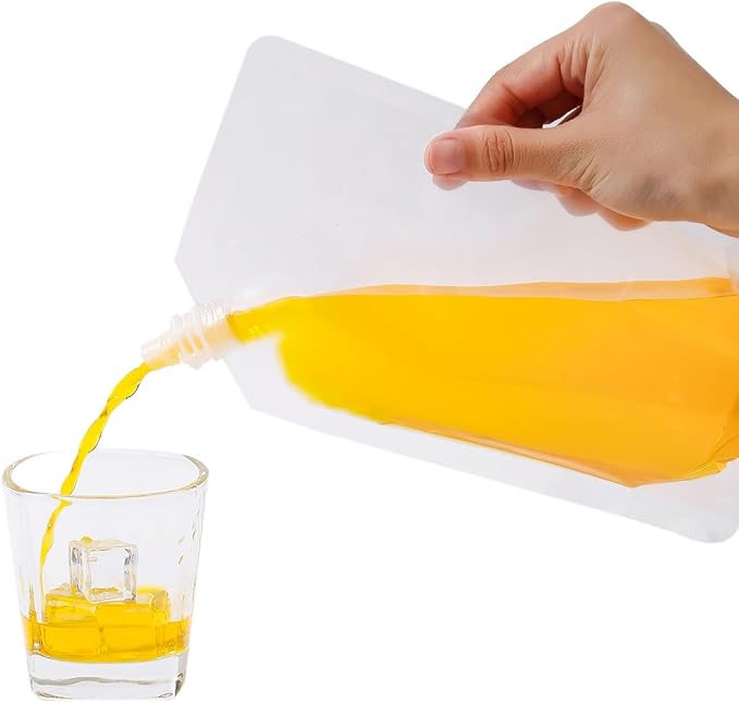 OHMAXHO Plastic Flasks - Reusable, Leak-Proof for Travel, Outdoor Sport, Running enthusiasts, Concerts, Events(8OZ-16OZ-32OZ,16PCS)