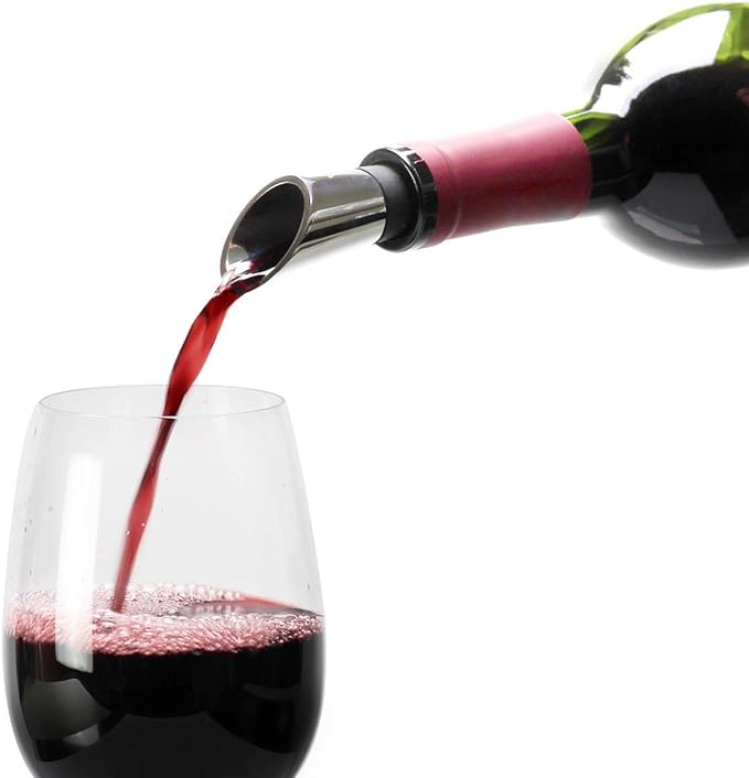 Vinturi V9063 Stainless Steel Wine and Liquor Pourer with Silicone Base, Silver