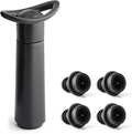 OWO Wine Vacuum Pump with 4 Stoppers, Wine Saver & Preserver, Food Grade Silicone Stoppers, Reusable Air Remover Pump for Standard Wine Bottles - Keeps Wine Fresh Longer