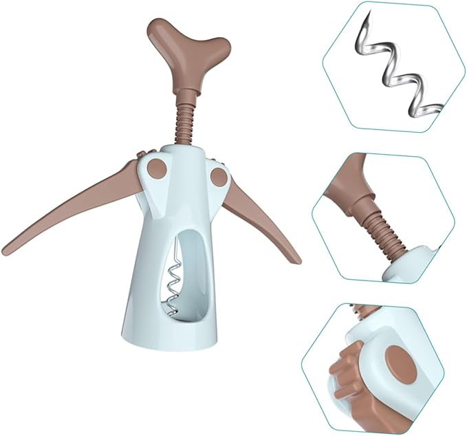 Amosfun Wine Bottle Wing Corkscrew Stainless Steel Corkscrew Foil Cutter Easy to Use Wine Opener for Home and Restaurant