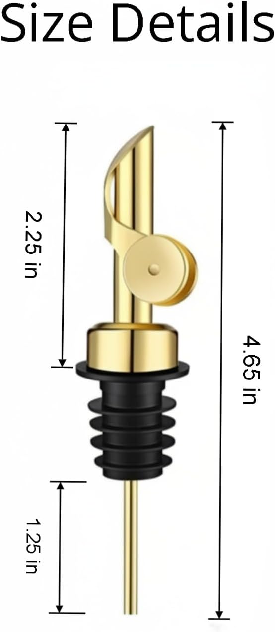 3 Pack Gold Stainless Steel Bottle Pourer Spouts, Leak Resistant Speed Pourers for Liquor, Wine, Oil, Spirit Bottles, Home Bar Kitchen Party Use