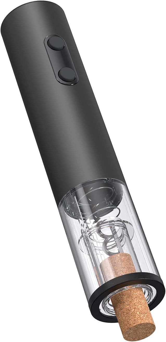 Electric Wine Opener, Battery-Powered Aluminum Alloy Bottle Opener with Silicone Buttons, Includes Foil Cutter for Safe and Easy Wine Opening Gifts for Wine Lovers