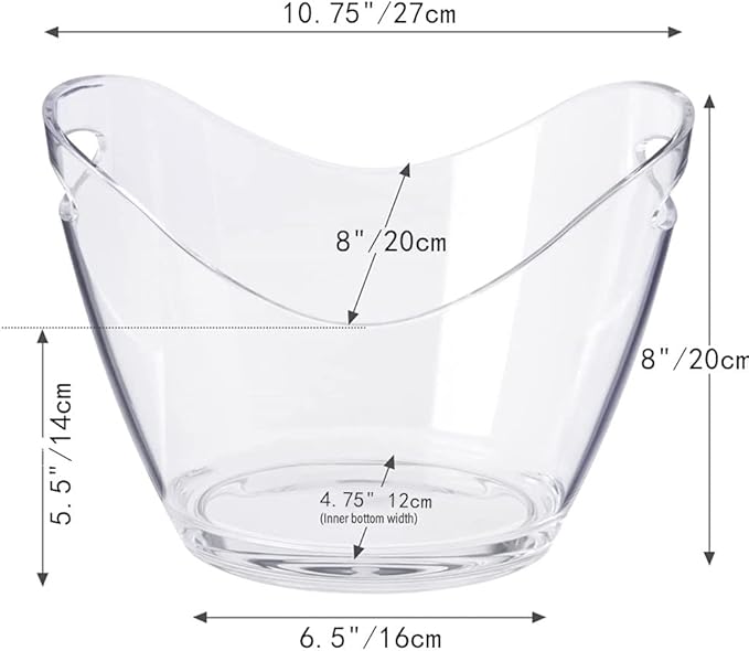 Wine Chiller & Party Beverage Tub， Clear Acrylic Food Grade Ice Bucket, 3.5LiterStorage Tub, See Through ice Tub Champagne Bucket for Drinks.