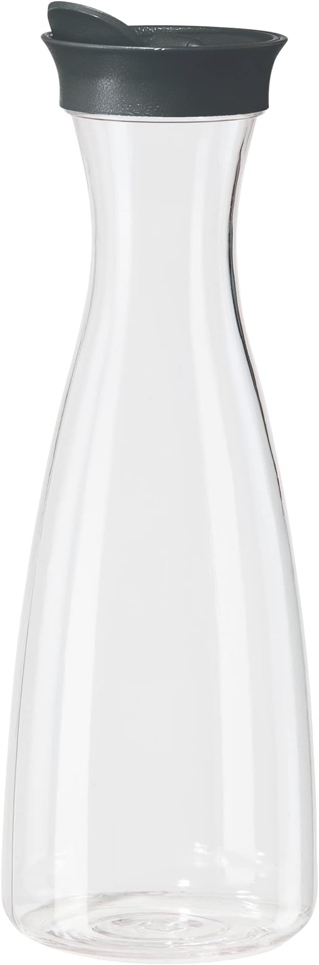 OGGI Clear Carafe w/Flip Open Lid - Ideal Juice Bottle, Clear Pitcher with Lid, Tea Pitcher, Water Carafe, 1.6 Lt(54Oz), Gray
