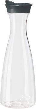 OGGI Clear Carafe w/Flip Open Lid - Ideal Juice Bottle, Clear Pitcher with Lid, Tea Pitcher, Water Carafe, 1.6 Lt(54Oz), Gray