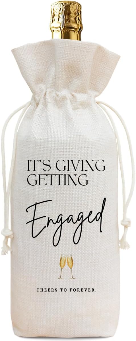 Buildinest Engagement Wine Bag, Engagement Gifts for Couples Women, Bride To Be Gifts, Engagement Party Decorations Favors, Reusable Wine Gift Bag for Engaged Couple Fiance Gifts-A02