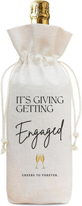 Buildinest Engagement Wine Bag, Engagement Gifts for Couples Women, Bride To Be Gifts, Engagement Party Decorations Favors, Reusable Wine Gift Bag for Engaged Couple Fiance Gifts-A02