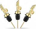 3 Pack Gold Stainless Steel Bottle Pourer Spouts, Leak Resistant Speed Pourers for Liquor, Wine, Oil, Spirit Bottles, Home Bar Kitchen Party Use