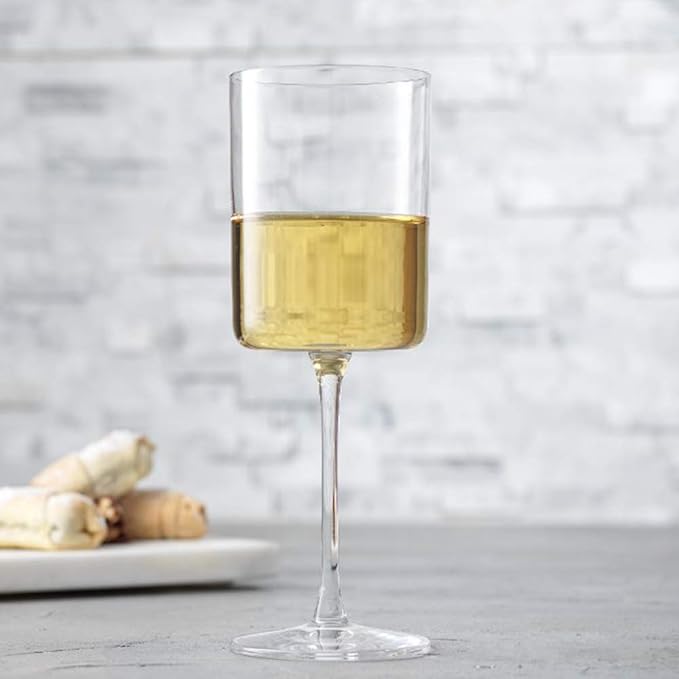 JoyJolt Claire 11.4oz White Wine Glass Set of 2, Elegant Crystal Stemware Stemmed Wine Glasses Made in Europe, Unique and Modern Glasses with Stem