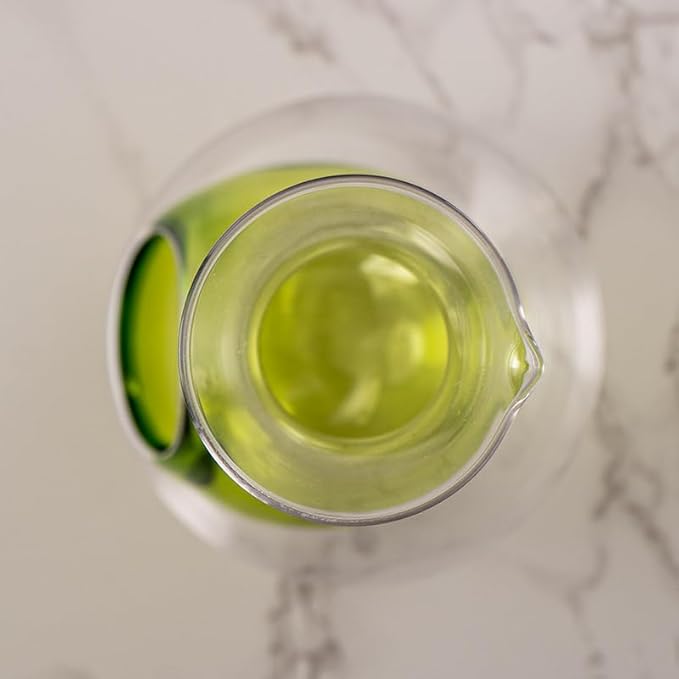 Urban Tokyo Japanese Cold Sake Wine Glass Decanter 12 fl oz Sake Bottle with Ice Cavity Pocket For Home or Restaurant Use (Green Pocket Cavity)