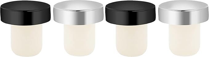 OGGI T-shaped Wine Corks, 2 pcs Wine Bottle Stopper Set, Cork Wine Stoppers for Wine Bottles, Reusable & Low Profile for Wine Beer Bottles DIY Craft (Black, Silver) (Pack of 2)