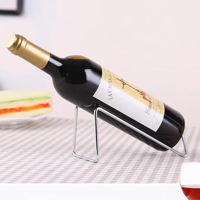 10 Pcs Metal Wine Rack Freestanding -Tabletop/ Countertop Wine Rack Holder - Wine Bottle Storage Rack, Party Wine Holder Stand, Unique Wine Gifts and Accessories for Wine Lovers (Silver)