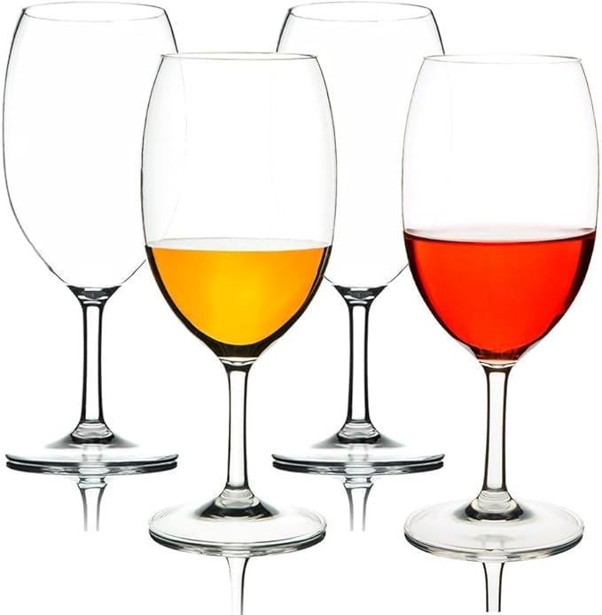 MICHLEY Unbreakable Wine Glasses, 100% Tritan Plastic Shatterproof Large Wine Glasses 20 oz, Set of 4