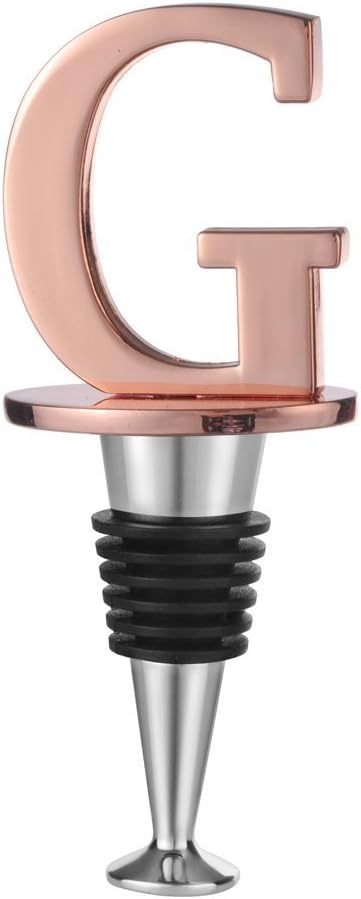 Miicol Prosecco Stopper - Personalised Champagne Stopper in Rose Gold - Wine Lovers Gift with Monogram Letter G