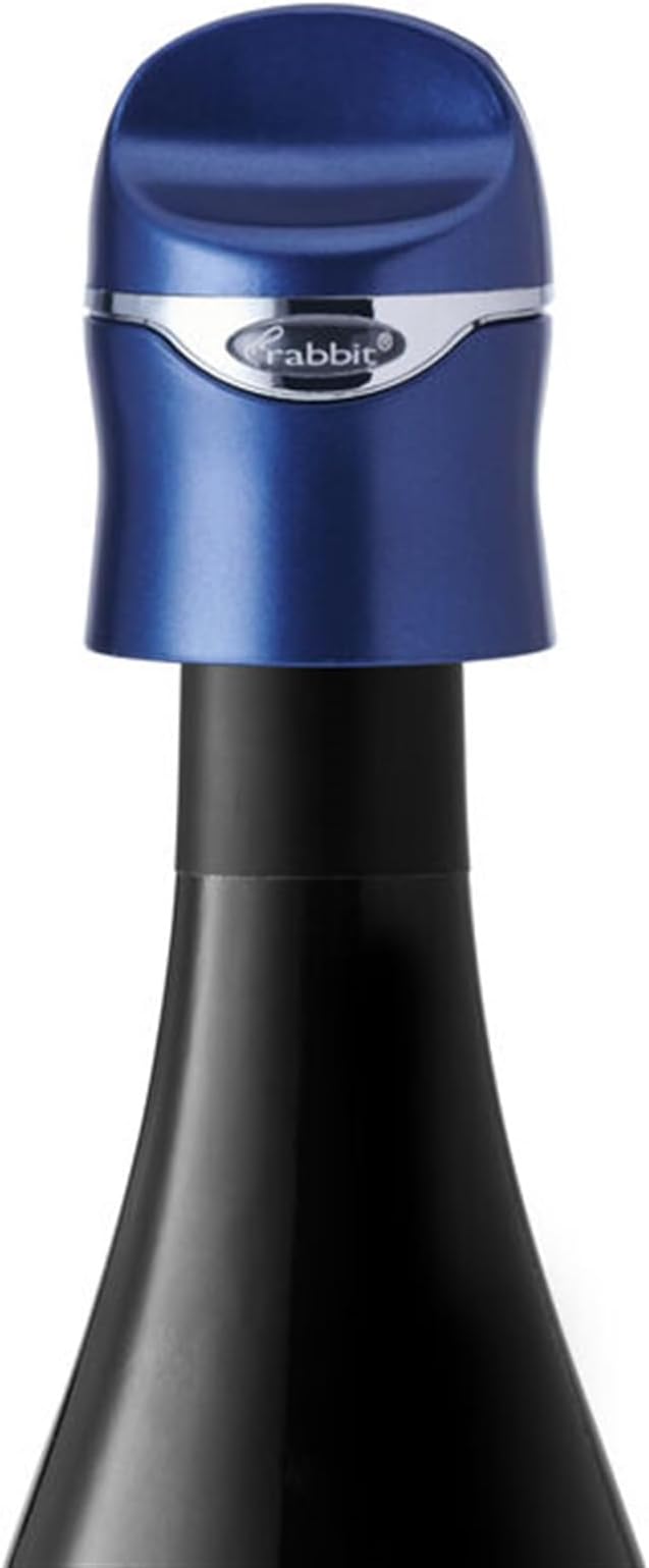 Rabbit Aerate and Preserve Wine Set, Wine/Champagne Sealer and Super Aerator (Blue), Standard