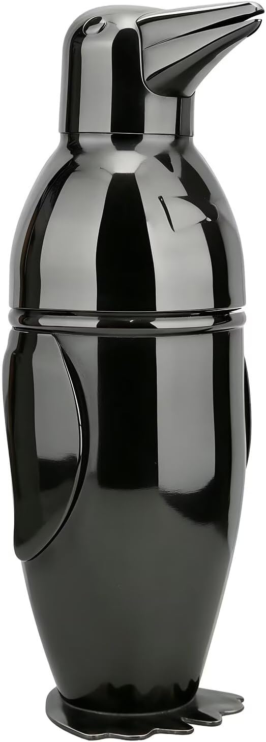 17oz Cocktail Shaker Black Penguin, Bartender Shakers with Built-In Strainer, Unique Design Stainless Steel Martini Shaker Professional Bar Mixology Tool, Drink Mixer Bartending Essentials