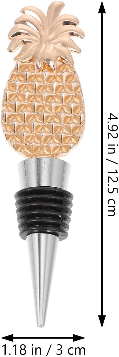 ibasenice 2 Pieces Pineapple Shaped Wine Bottle Stoppers, Zinc Alloy and Plastic Beverage Plugs for Party, Red Wine Bottle Sealer Decorative Bar Accessory