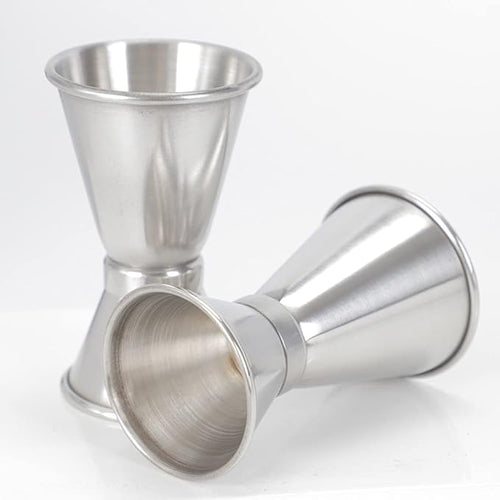 2Pcs Double Cocktail Jigger 0.5 Ounce /1 Ounce Stainless Steel Measuring Cup Tool for Bar, Restaurant or Home Use, Silver