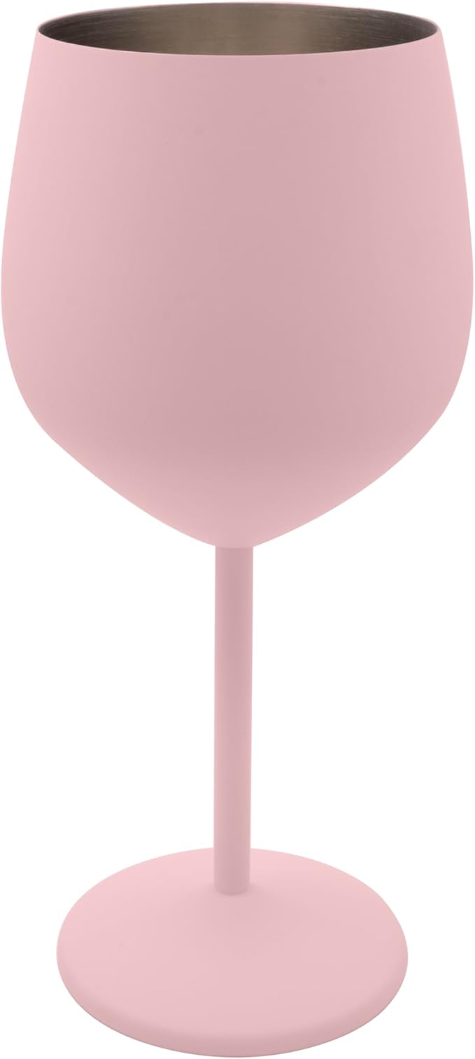K&K Home Pink Stainless Steel Unbreakable Wine Glasses - 18 oz - Set of 2 Colored, Stemmed Metal Wine Glasses Perfect for Outdoors, Weddings, and Parties (Pink, Set of 2)