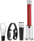 4-in-1 Professional Bar Tool Set - Aluminum Alloy Bottle Opener with Air Pump, Foil Cutter & Vacuum Stopper, Durable Wine Accessories for Home & Parties Red