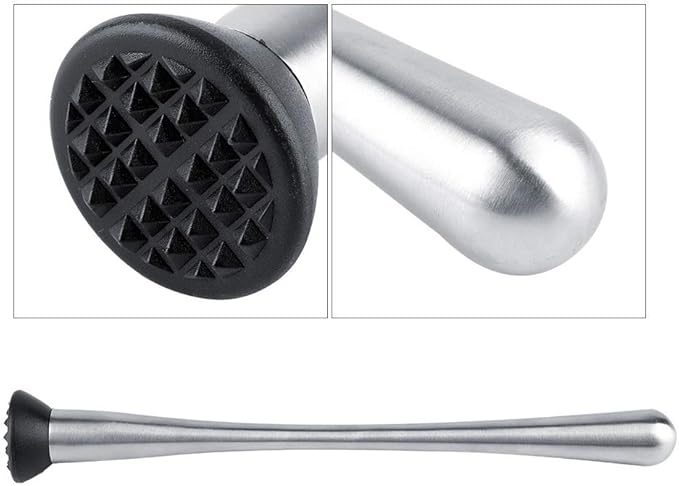 Long Stainless Steel Cocktail Muddler, 11inch Professional Drink Muddler Bar Cocktail Muddler Fruit Mixer DIY Drink Wine Barware Tool