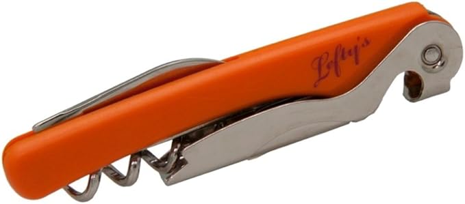 Left-Handed Folding Waiter 4-in-1 Corkscrew, Orange Handle