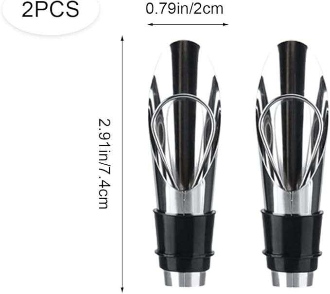 Wine Aerator Stainless Steel Wine Bottle Pourers and Stoppers 2-in-1 Steel Champagne Sealed Cap Stopper Wine Spout Pourer for Whiskey, Tequila, Other Liquor Wine Gift Set(2PCS)