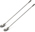 The Art of Craft Bar Spoon: 12.5” Stainless Steel Cocktail Mixing Spoon, Long Handle Spiral Design with Weighted Teardrop End (Set of 2)