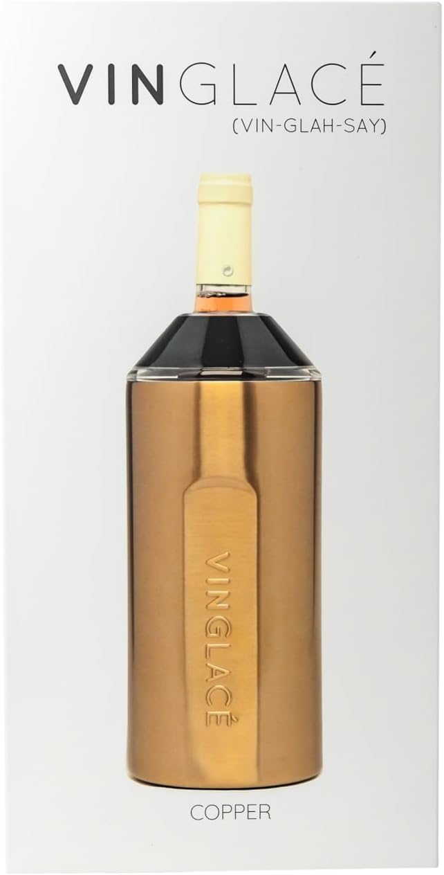 Vinglacé Wine Bottle Chiller- Portable Champagne Insulator- Stainless Steel Wine Cooler Sleeve - Keeps Wine Cold (Copper)
