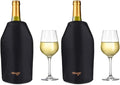 NEWGO Wine Cooler Sleeve Reusable Wine Bottle Cooler Flexible Wine Ice Pack Sleeve Keep Wine Cool and Refreshing for Standard Size Bottles for Red Wine, White Wine & Champagne - Black (Pack of 2)